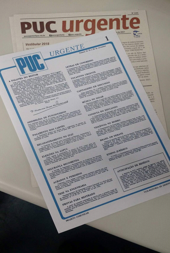 A capa da primeira edio do PUC urgente foi uma das aes que deu incio a campanha, sendo publicada junto com a edio 1341 do informativo. 
